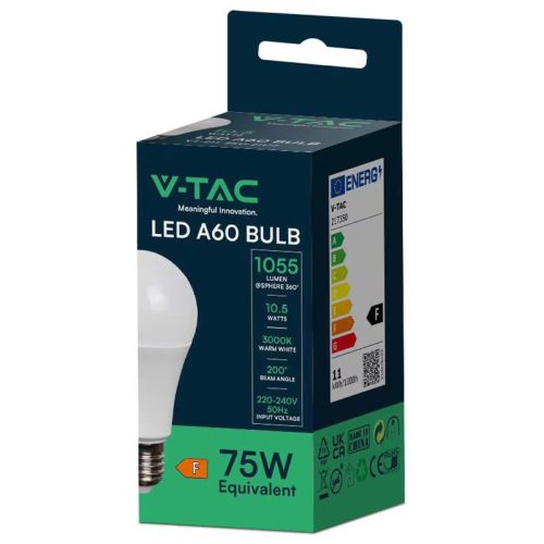 LED izzó 10,5W E27 A60 4000K V-TAC