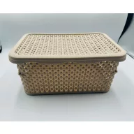 Szögletes kosár tetővel rattanhatású 5 l