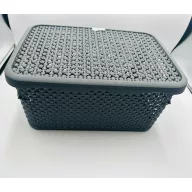 Szögletes kosár tetővel rattanhatású 10 l